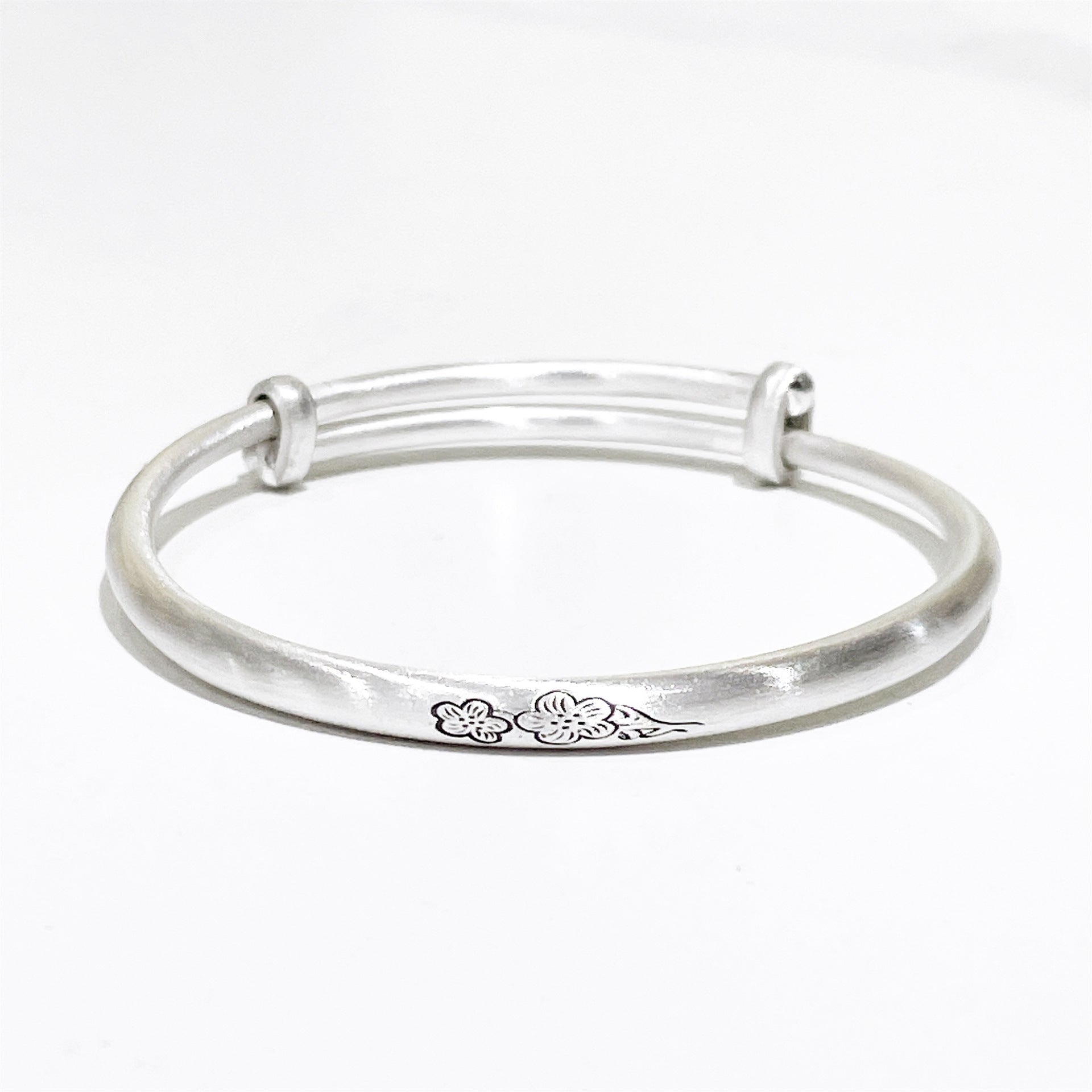 Chinese style plum blossom sterling silver bracelet - jewelry - weilin.com