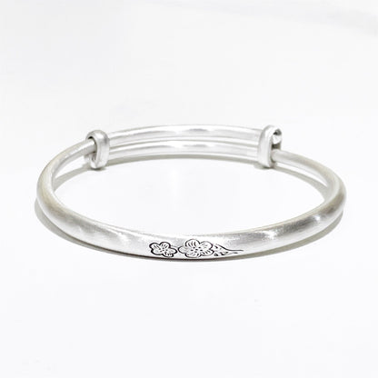 Chinese style plum blossom sterling silver bracelet - jewelry - weilin.com