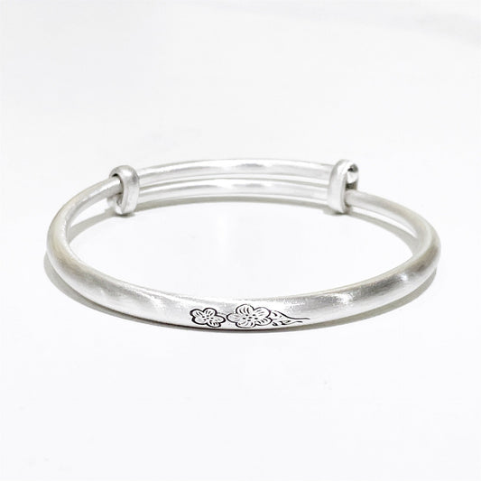 Chinese style plum blossom sterling silver bracelet - jewelry - weilin.com