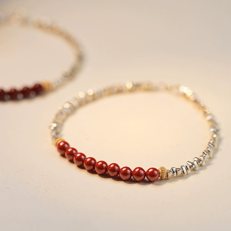 Chinese style purple gold sand cinnabar broken silver several taels of emperor sand bracelet female model - jewelry - weilin.com