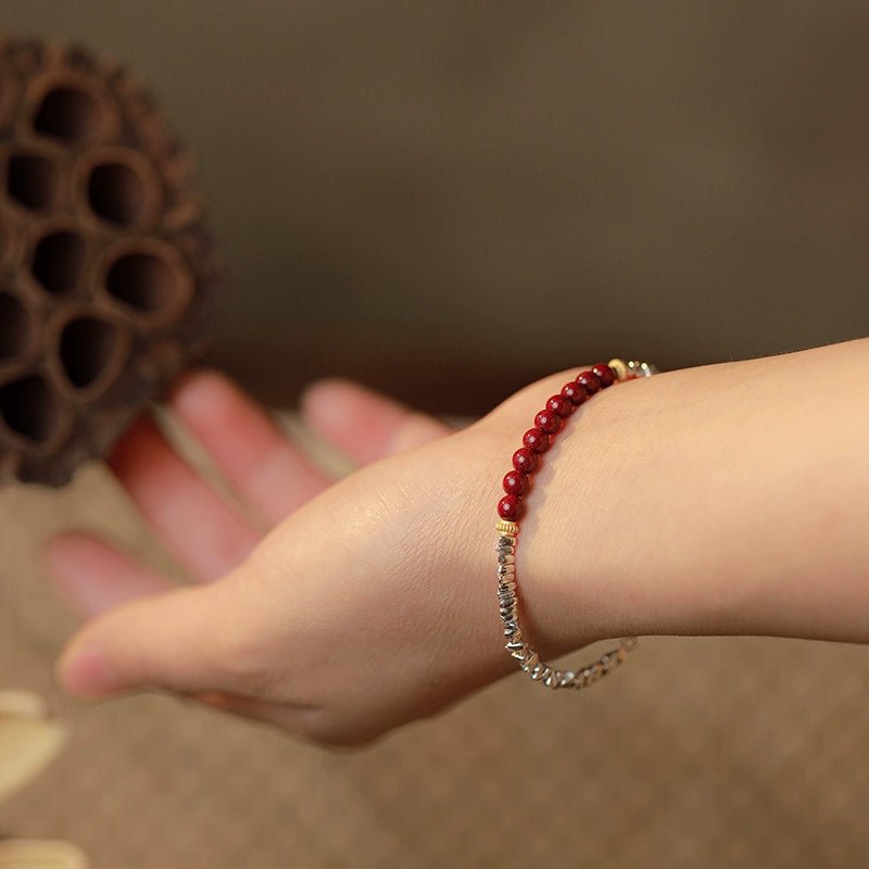 Chinese style purple gold sand cinnabar broken silver several taels of emperor sand bracelet female model - jewelry - weilin.com