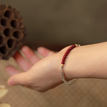Chinese style purple gold sand cinnabar broken silver several taels of emperor sand bracelet female model - jewelry - weilin.com