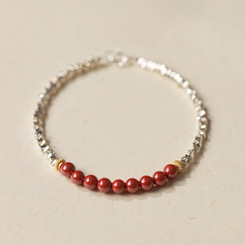 Chinese style purple gold sand cinnabar broken silver several taels of emperor sand bracelet female model - jewelry - weilin.com