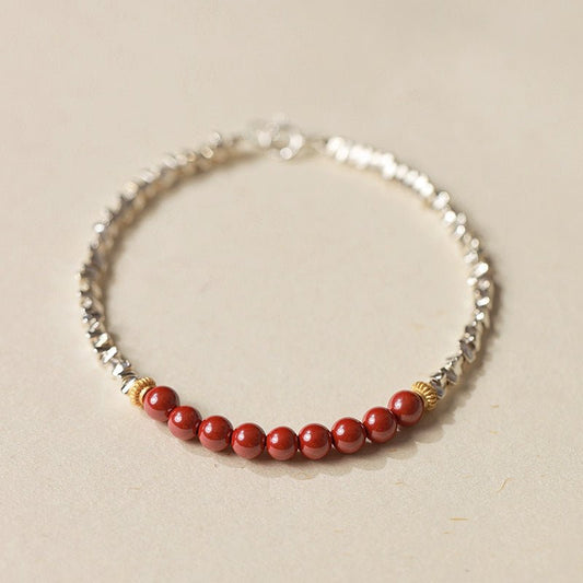 Chinese style purple gold sand cinnabar broken silver several taels of emperor sand bracelet female model - jewelry - weilin.com