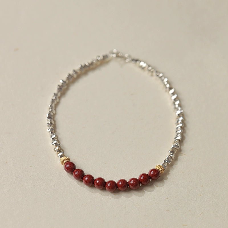 Chinese style purple gold sand cinnabar broken silver several taels of emperor sand bracelet female model - jewelry - weilin.com