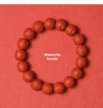 Chinese style red yarn purple cinnabar bracelet Huiwen bead flower bead bracelet - jewelry - weilin.com