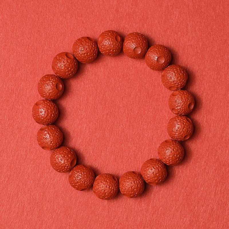 Chinese style red yarn purple cinnabar bracelet Huiwen bead flower bead bracelet - jewelry - weilin.com