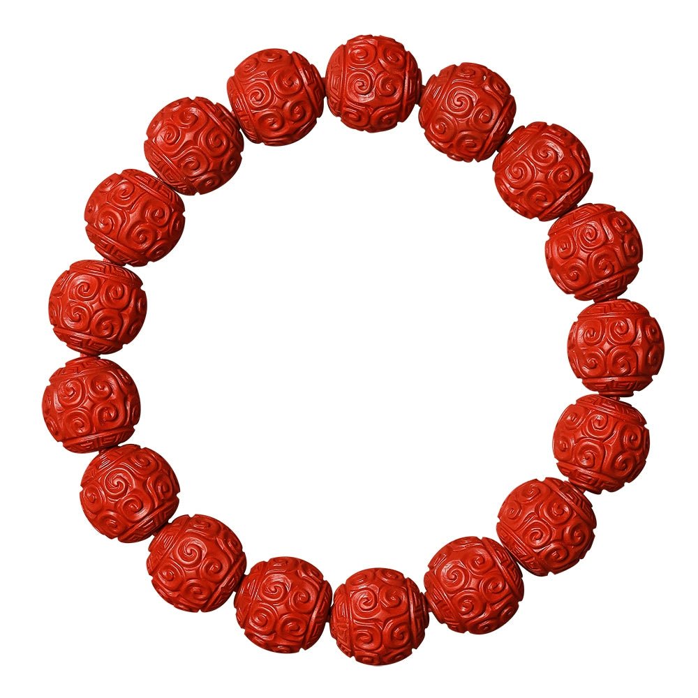 Chinese style red yarn purple cinnabar bracelet Huiwen bead flower bead bracelet - jewelry - weilin.com