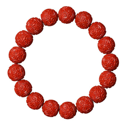 Chinese style red yarn purple cinnabar bracelet Huiwen bead flower bead bracelet - jewelry - weilin.com