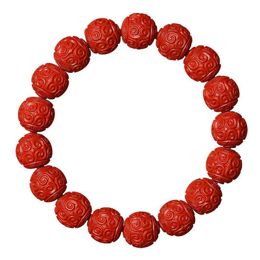 Chinese style red yarn purple cinnabar bracelet Huiwen bead flower bead bracelet - jewelry - weilin.com