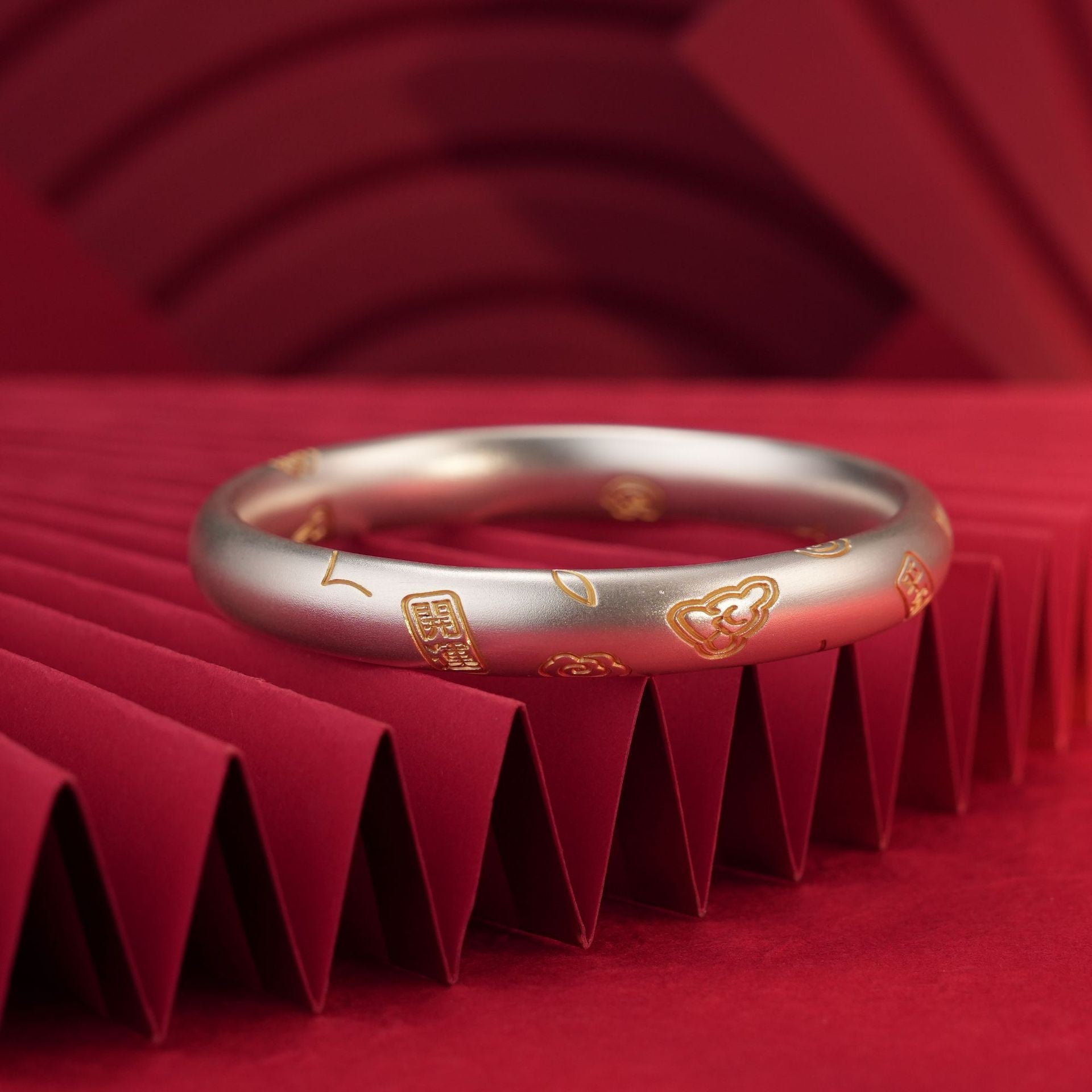 Chinese style retro pattern joy sterling silver bracelet - jewelry - weilin.com