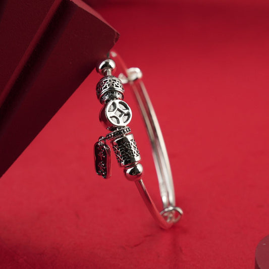 Chinese style retro small ball circle sterling silver bracelet - jewelry - weilin.com