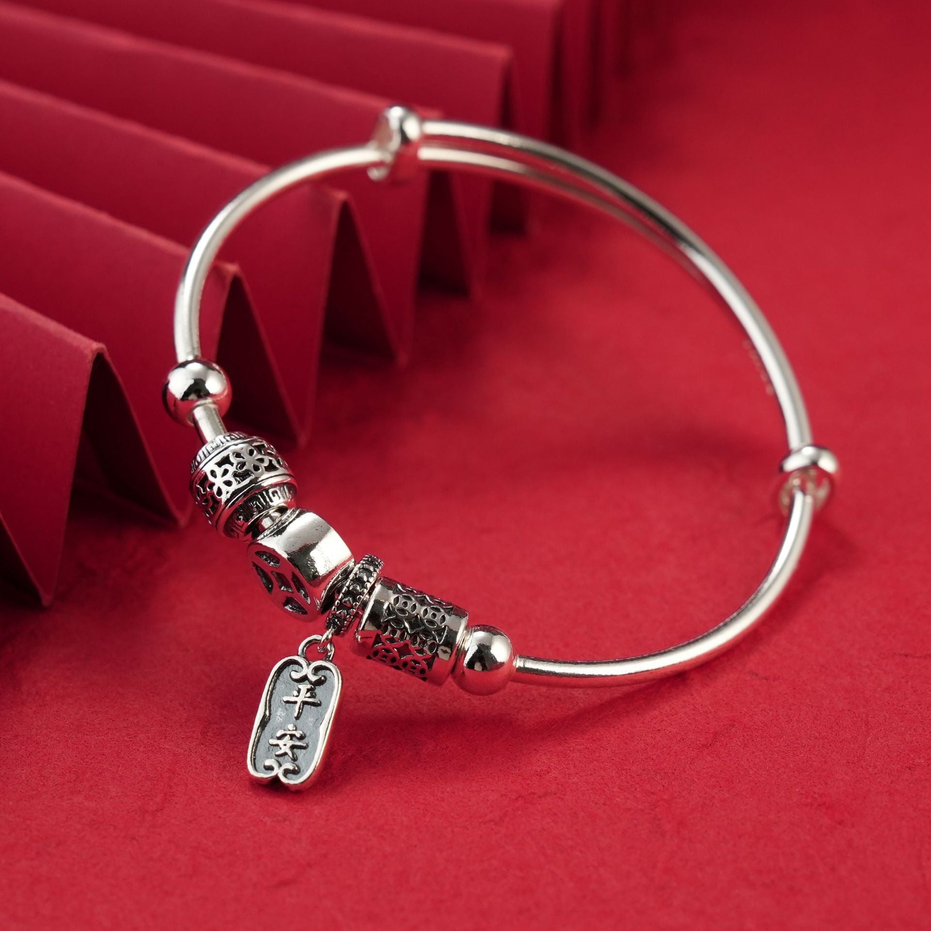 Chinese style retro small ball circle sterling silver bracelet - jewelry - weilin.com