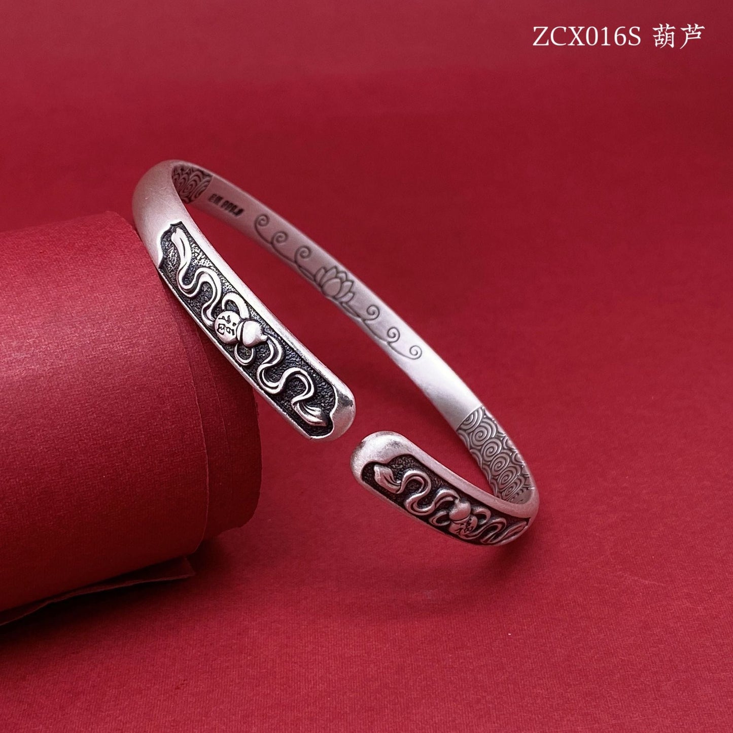 Chinese style ripple sterling silver bracelet - jewelry - weilin.com