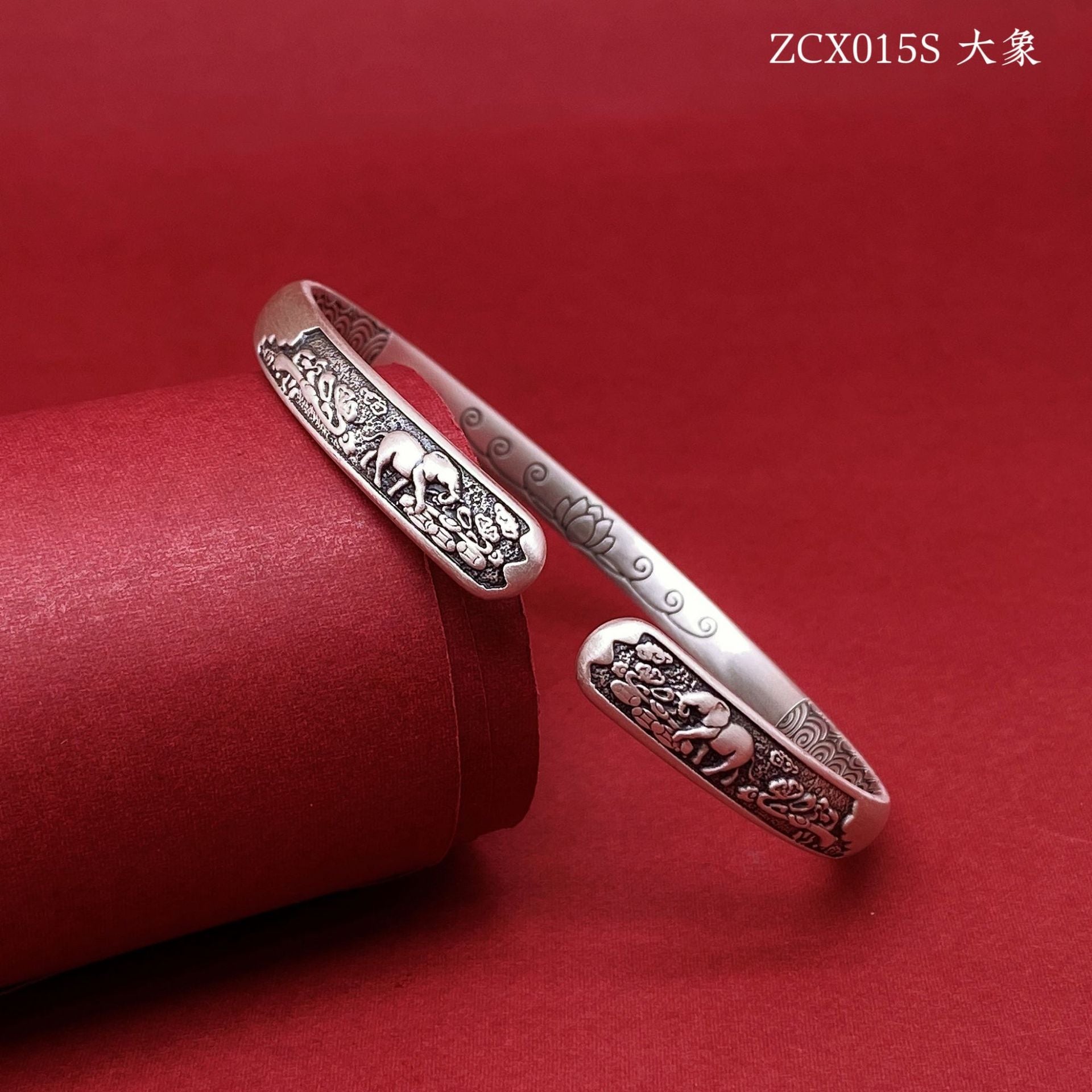 Chinese style ripple sterling silver bracelet - jewelry - weilin.com