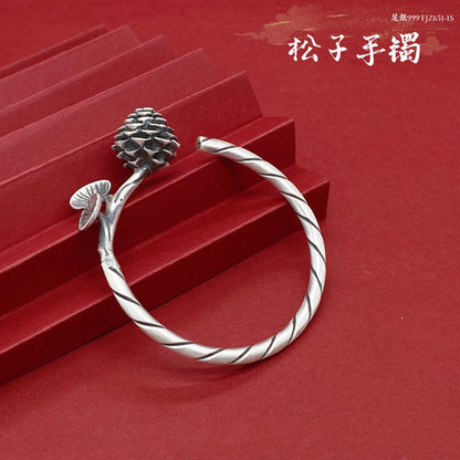 Chinese style rose rich sterling silver bracelet - jewelry - weilin.com