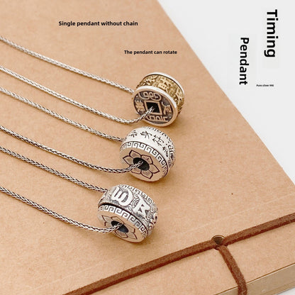 Chinese style rotating sterling silver pendant - jewelry - weilin.com