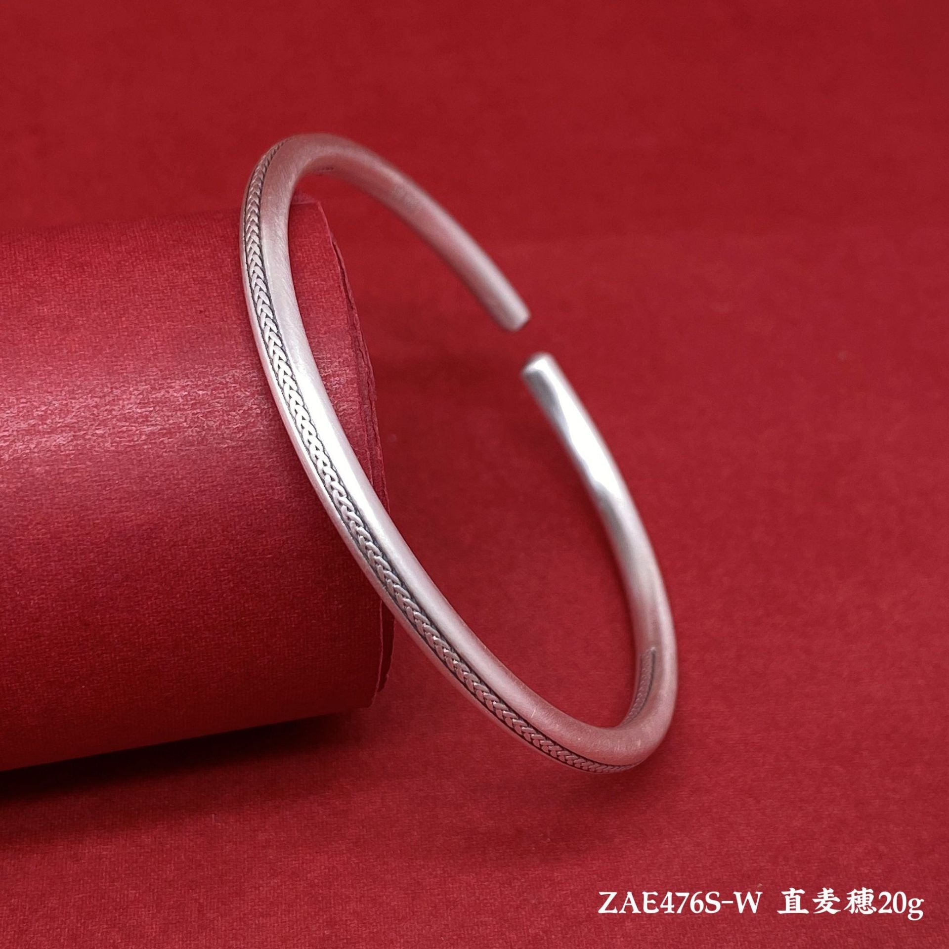Chinese style round stick sterling silver bracelet - jewelry - weilin.com