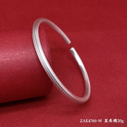 Chinese style round stick sterling silver bracelet - jewelry - weilin.com