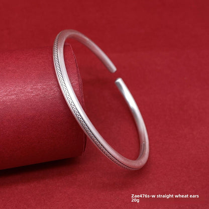 Chinese style round stick sterling silver bracelet - jewelry - weilin.com