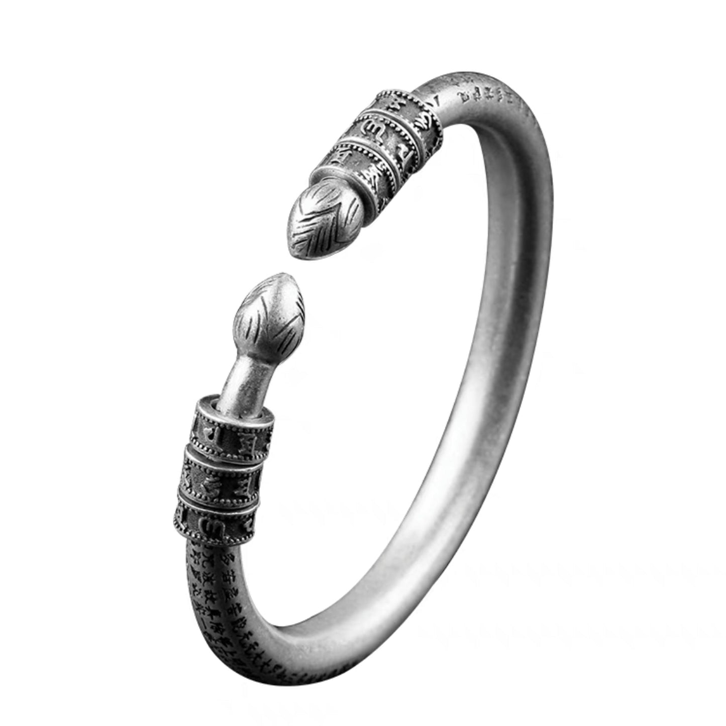 Chinese style scripture hollow sterling silver bracelet - jewelry - weilin.com