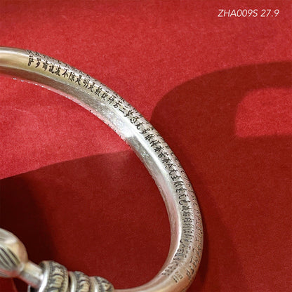 Chinese style scripture hollow sterling silver bracelet - jewelry - weilin.com