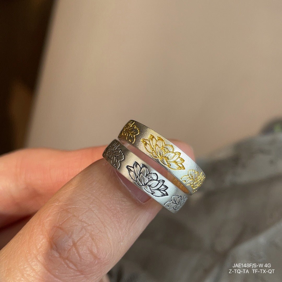 Chinese style scripture sterling silver ring - jewelry - weilin.com