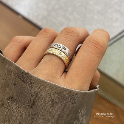 Chinese style scripture sterling silver ring - jewelry - weilin.com