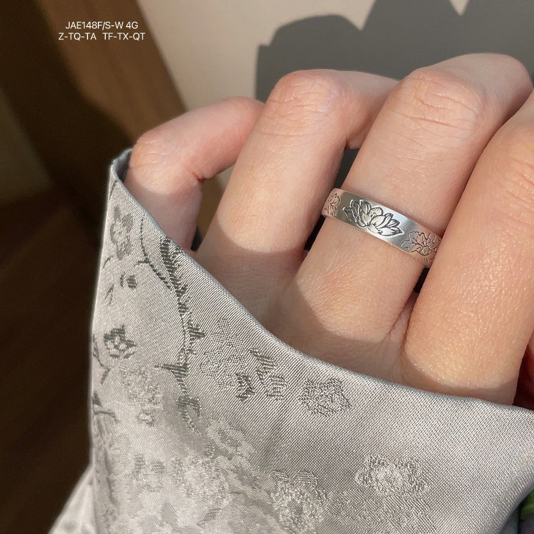 Chinese style scripture sterling silver ring - jewelry - weilin.com