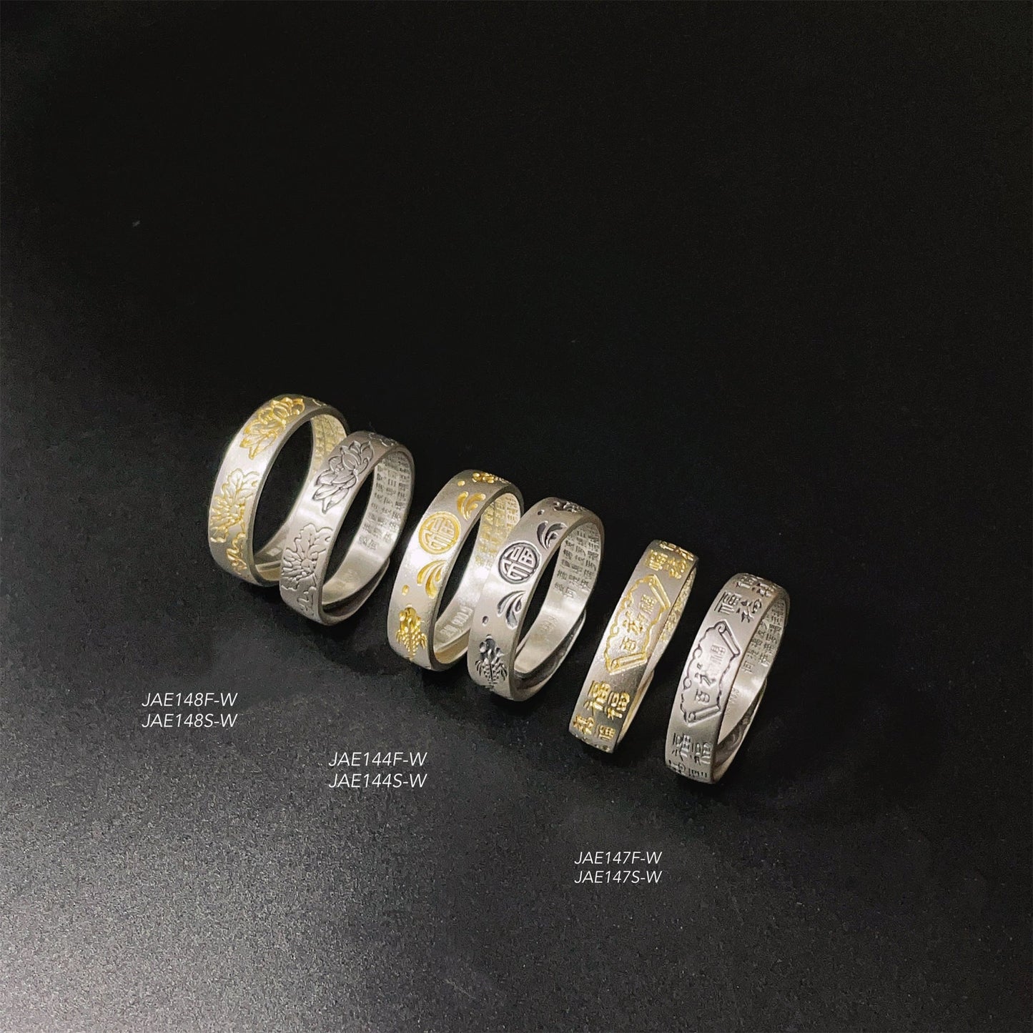 Chinese style scripture sterling silver ring - jewelry - weilin.com