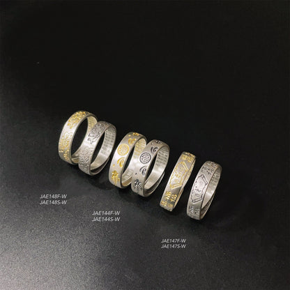 Chinese style scripture sterling silver ring - jewelry - weilin.com
