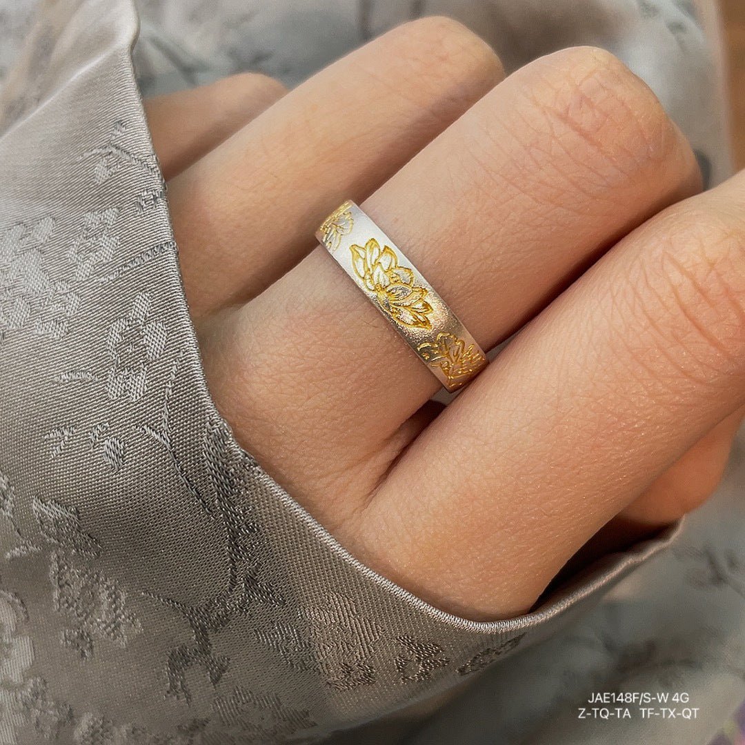 Chinese style scripture sterling silver ring - jewelry - weilin.com