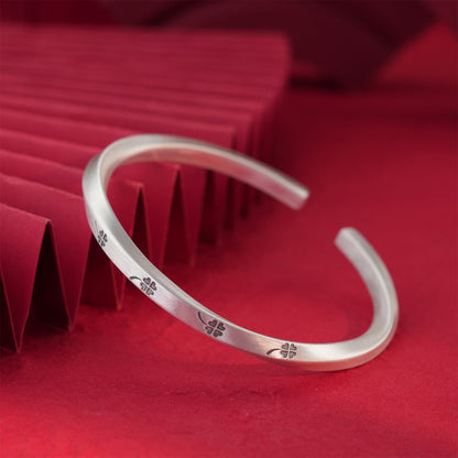 Chinese style square stick twisted wave sterling silver bracelet - jewelry - weilin.com