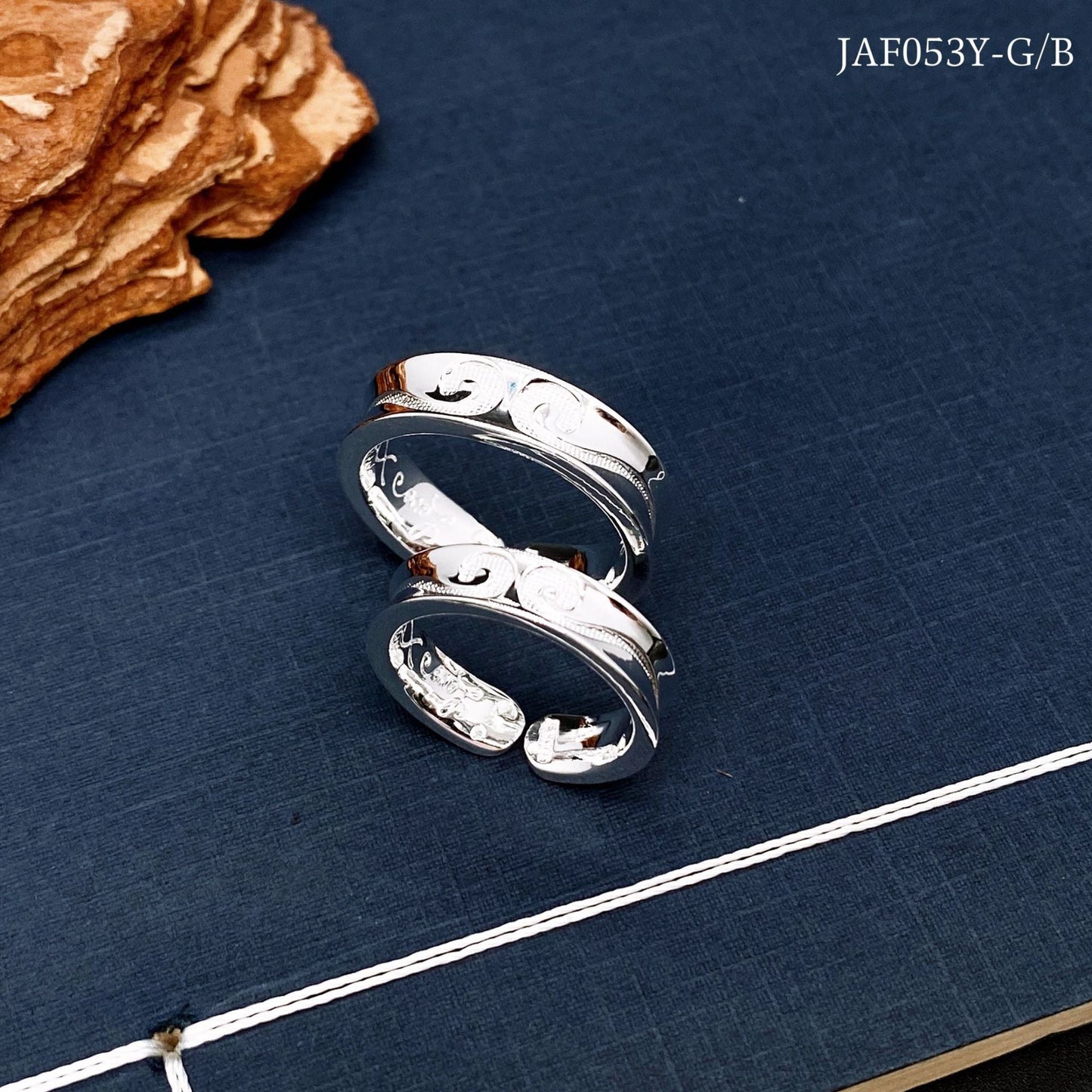 Chinese style sterling silver couple ring - jewelry - weilin.com