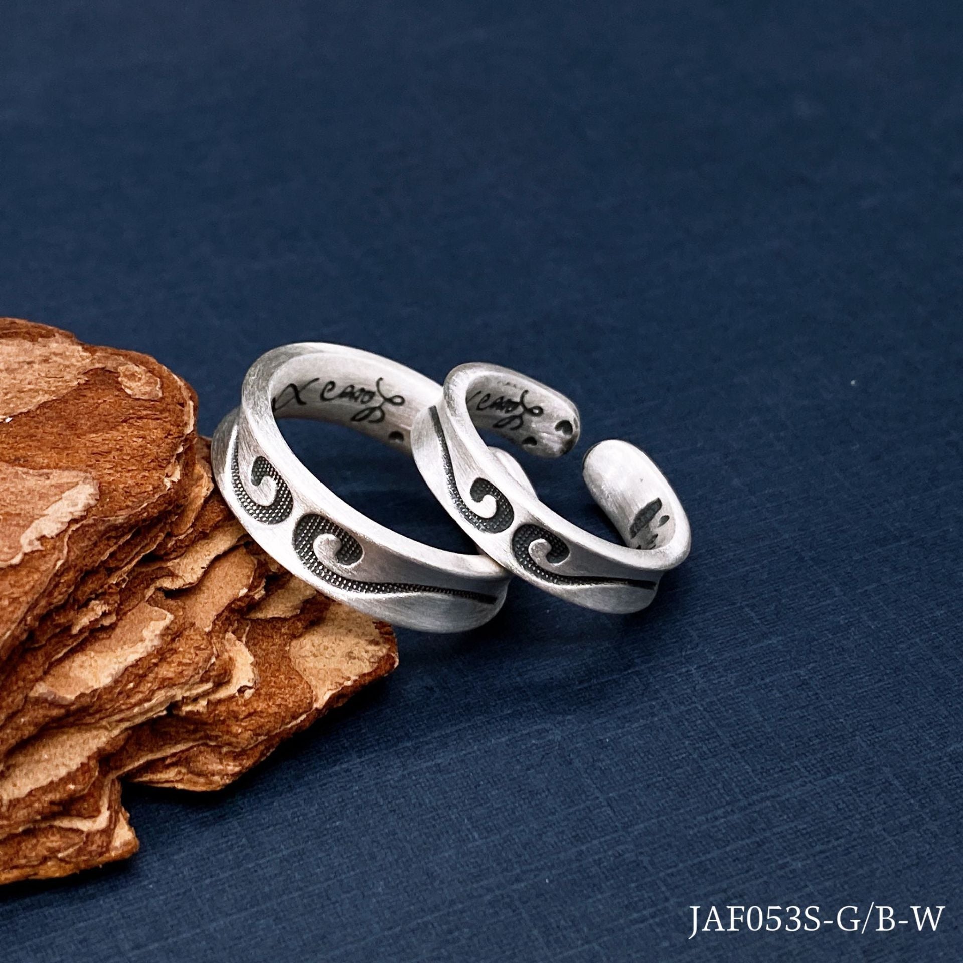 Chinese style sterling silver couple ring - jewelry - weilin.com