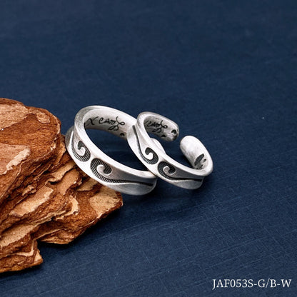 Chinese style sterling silver couple ring - jewelry - weilin.com
