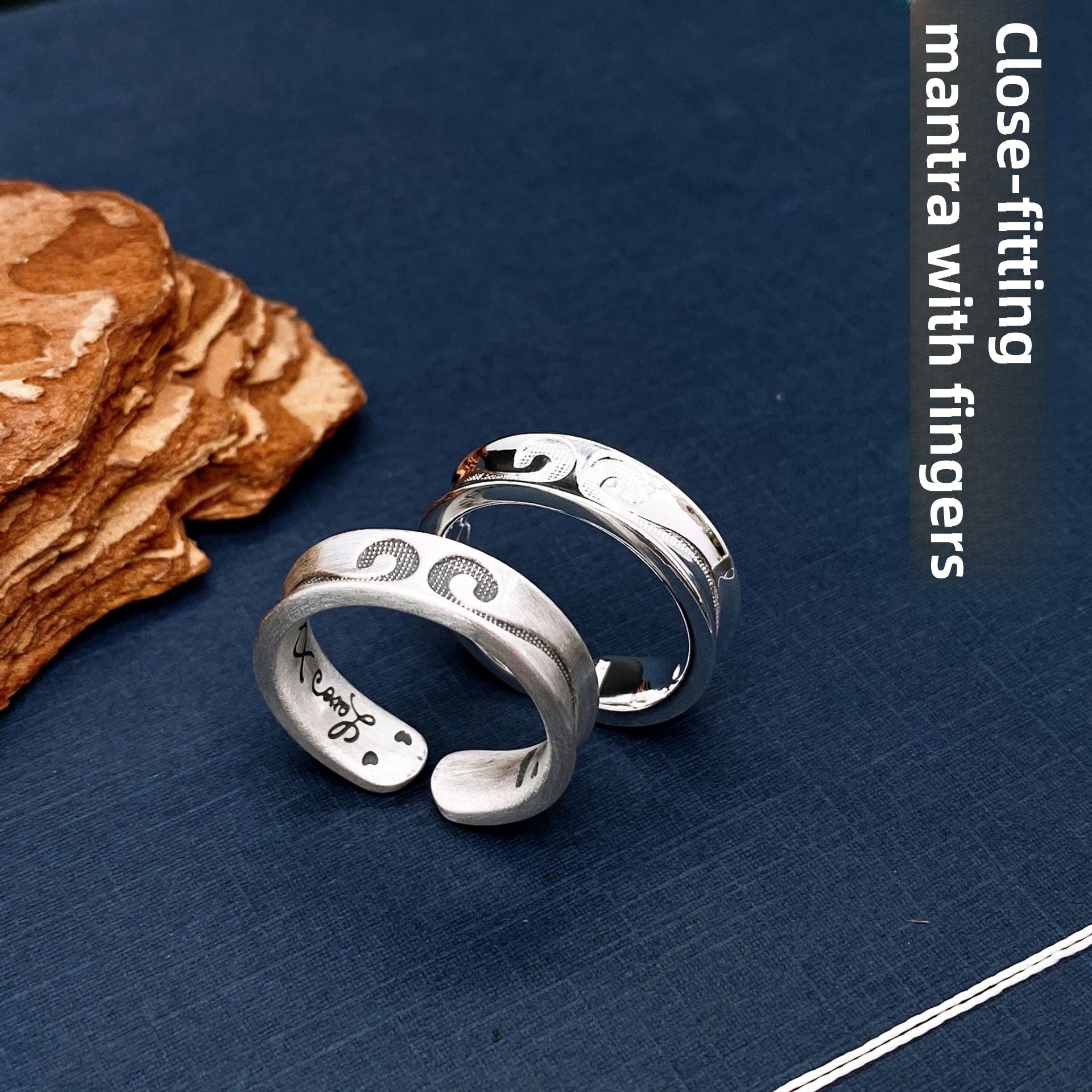 Chinese style sterling silver couple ring - jewelry - weilin.com