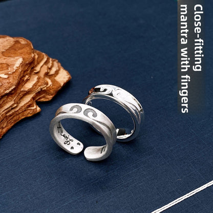 Chinese style sterling silver couple ring - jewelry - weilin.com