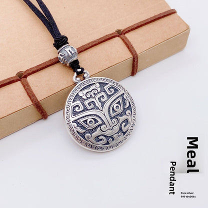 Chinese style sterling silver pendant necklace - jewelry - weilin.com