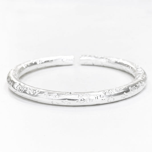 Chinese style swirl pattern sterling silver bracelet - jewelry - weilin.com