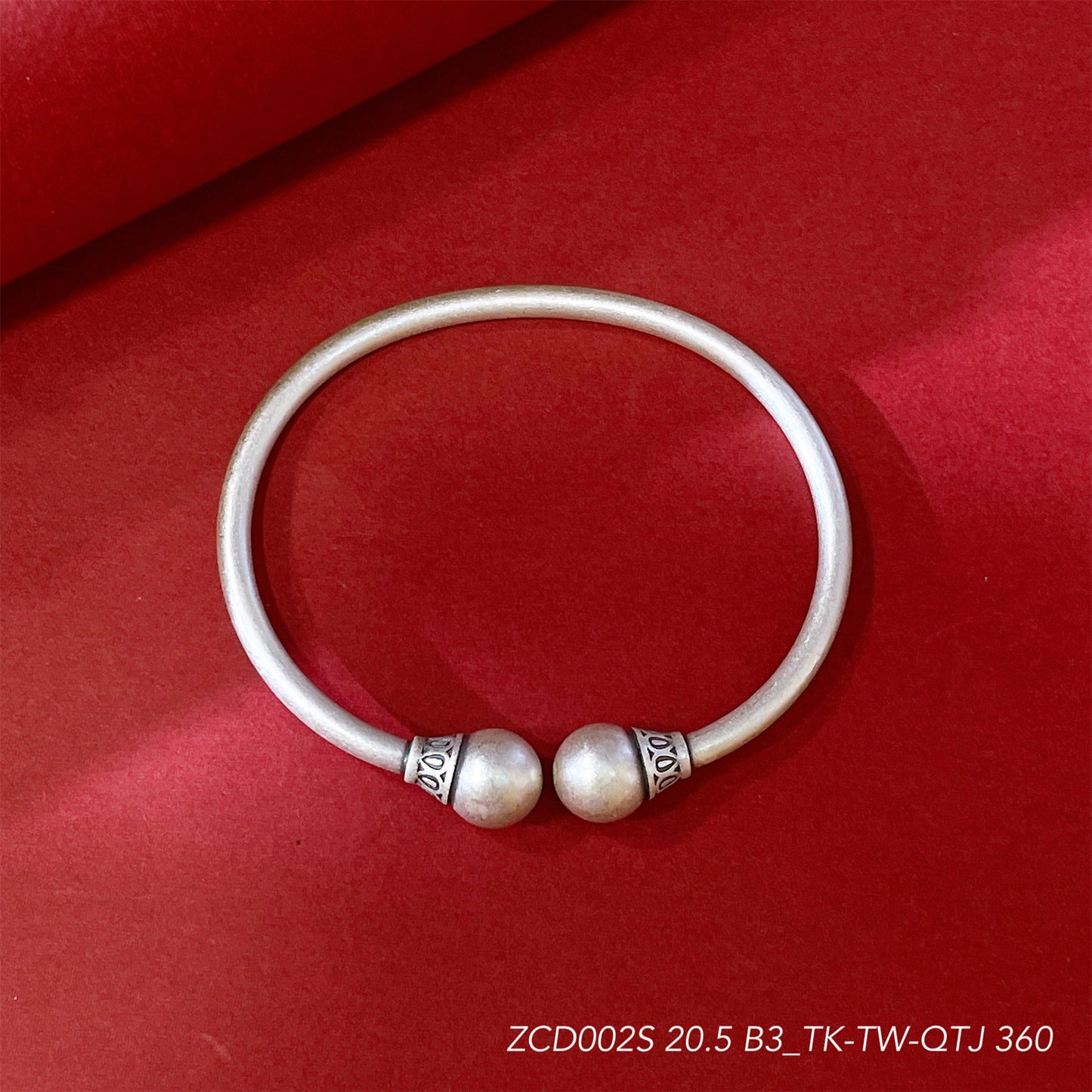 Chinese style Tibetan round bead sterling silver bracelet - jewelry - weilin.com