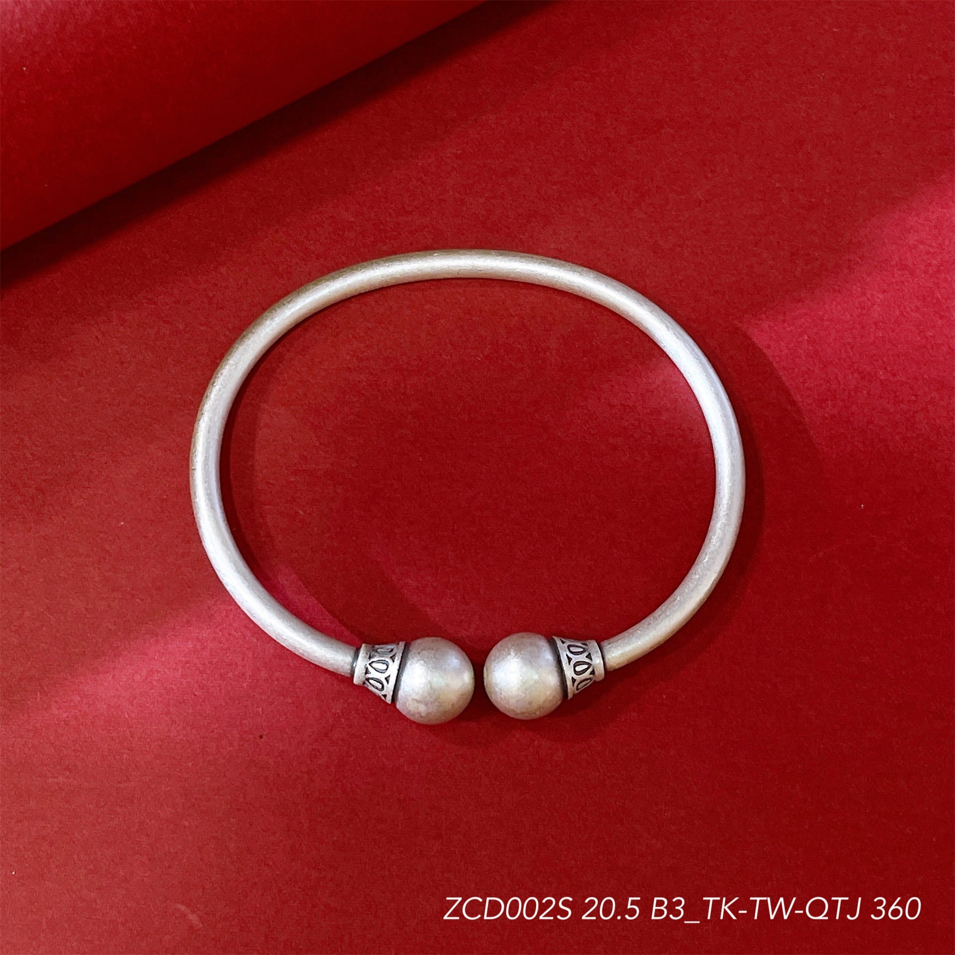 Chinese style Tibetan round bead sterling silver bracelet - jewelry - weilin.com