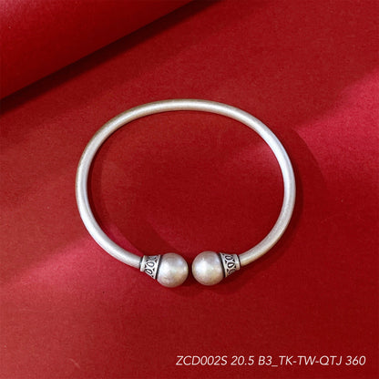 Chinese style Tibetan round bead sterling silver bracelet - jewelry - weilin.com
