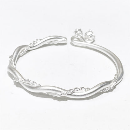 Chinese style twisted flower pendant sterling silver bracelet - jewelry - weilin.com