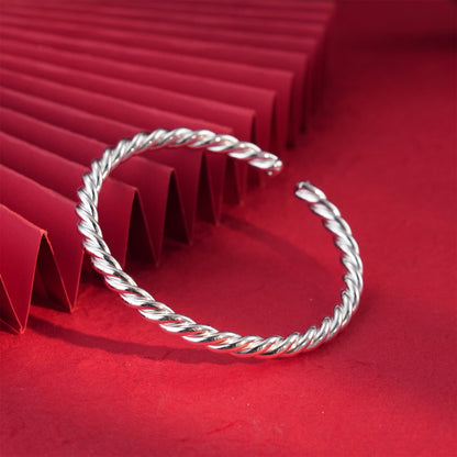 Chinese style twisted hemp sterling silver bracelet - jewelry - weilin.com