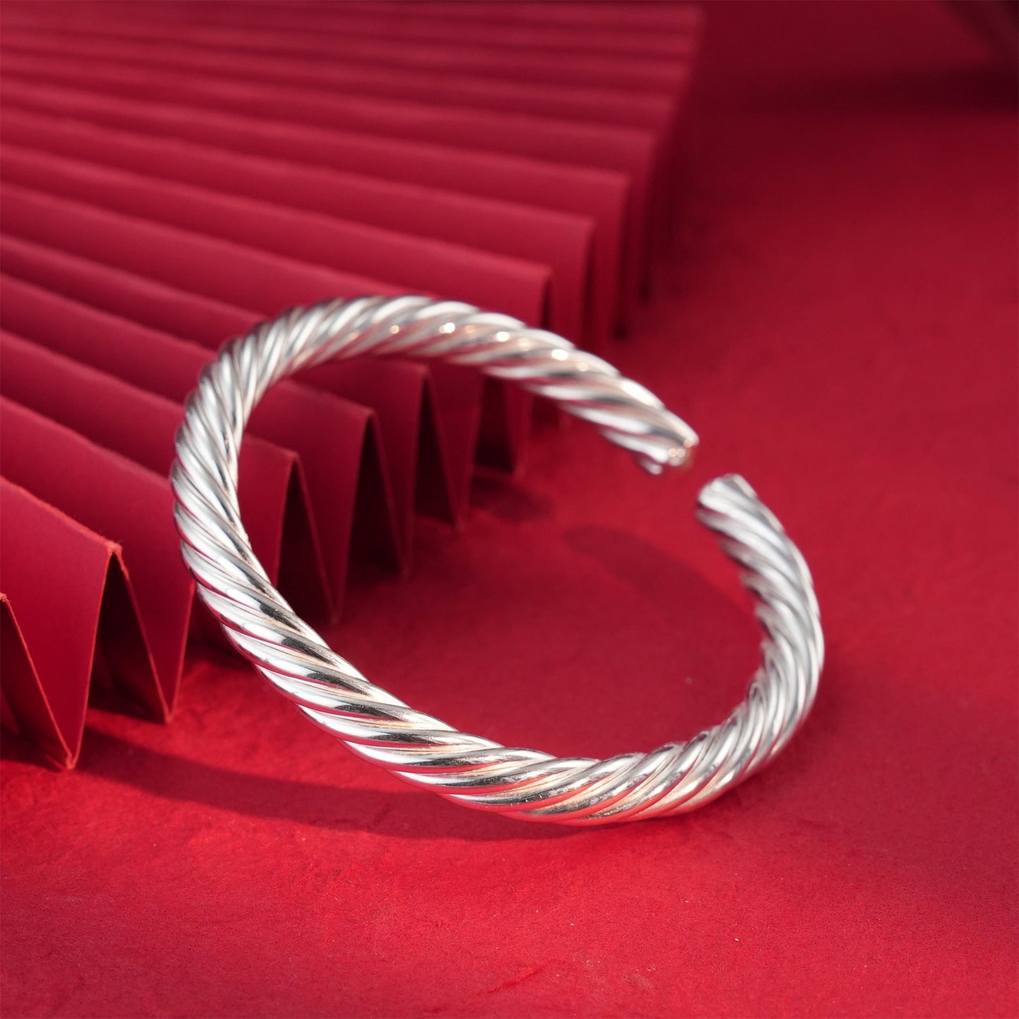 Chinese style twisted hemp sterling silver bracelet - jewelry - weilin.com