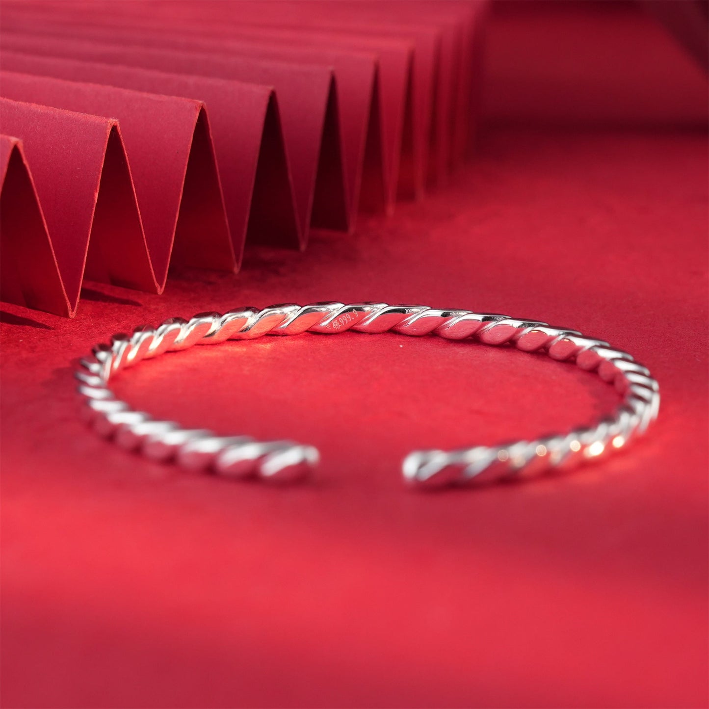 Chinese style twisted sterling silver bracelet - jewelry - weilin.com