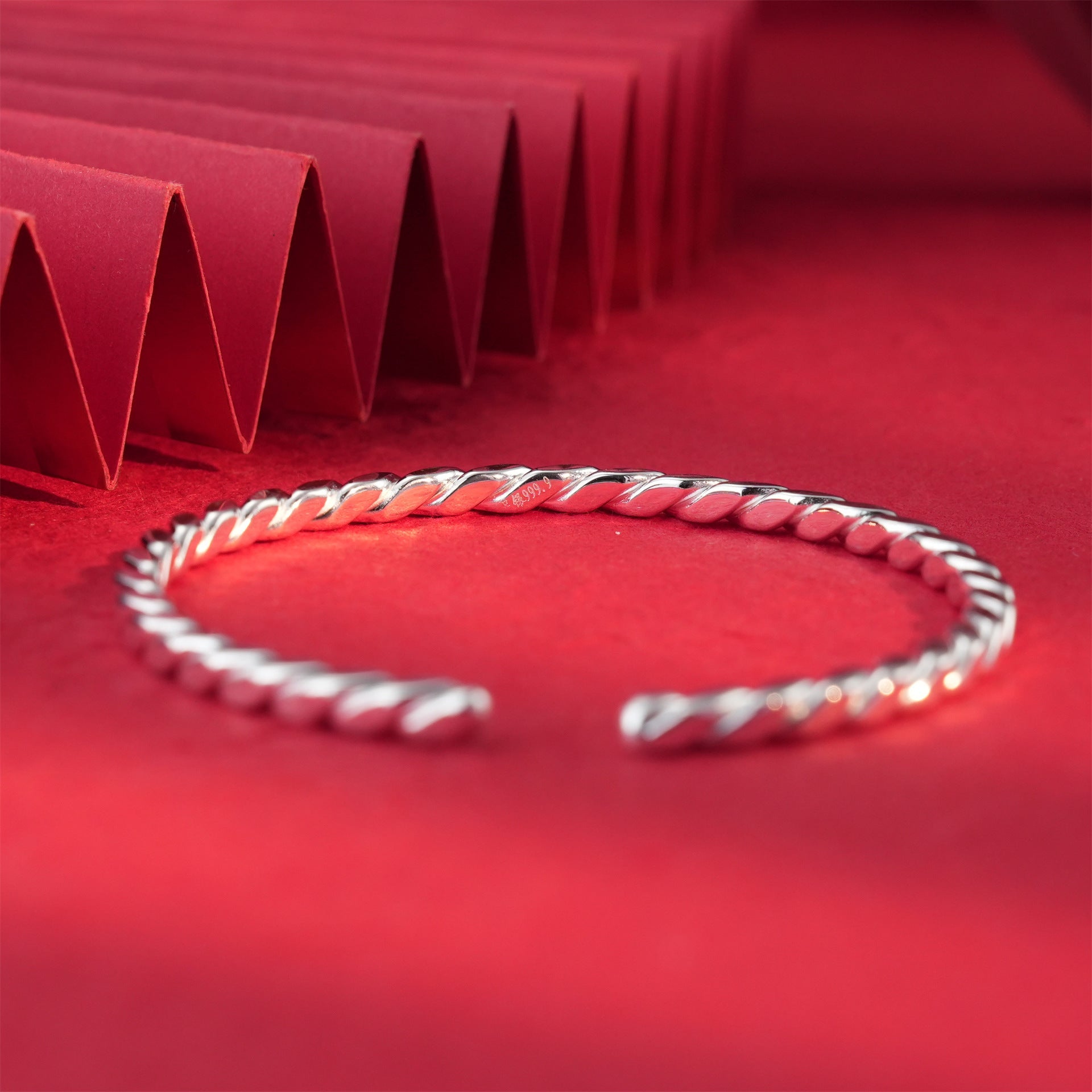 Chinese style twisted sterling silver bracelet - jewelry - weilin.com