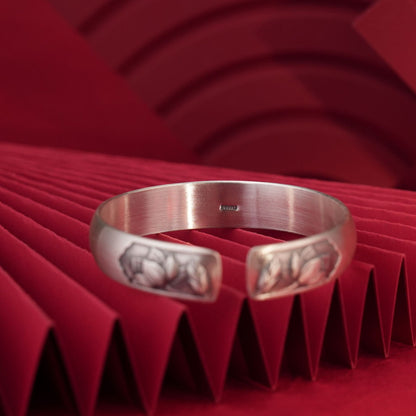Chinese style vintage lotus fish sterling silver bracelet - jewelry - weilin.com