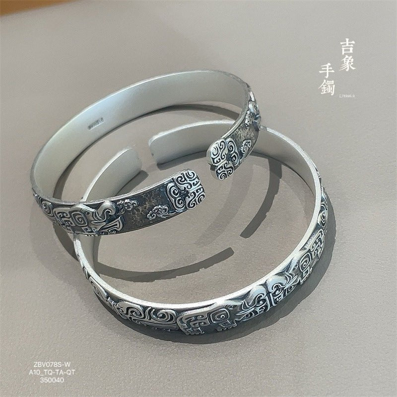 Chinese Tibetan Sterling Silver Bracelet - jewelry - weilin.com